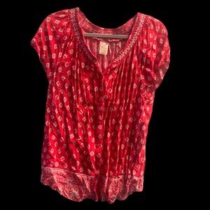 Faded Glory Red And White Button Down